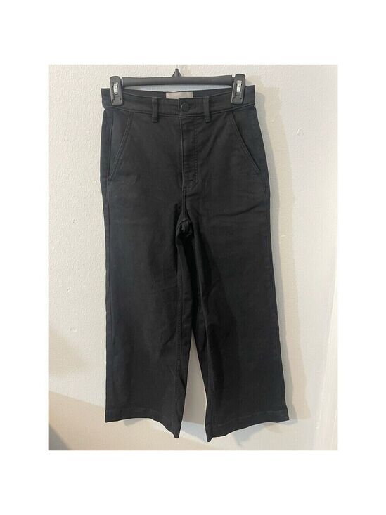 Black Denim - Everlane women's the wide leg crop black pants sz 2 high rise jeans denim